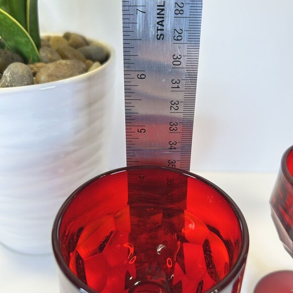 2- Vintage Viking Glass Georgian Ruby Red 4.25” Cordial Drinking Glass Goblet‎ - Picture 6 of 6